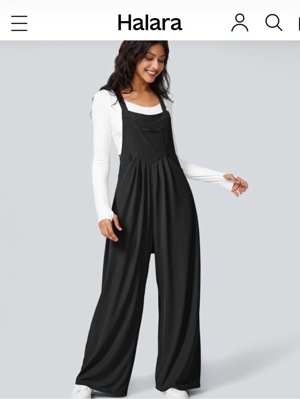 HALARA Black Wide-Leg Overalls Jumpsuit